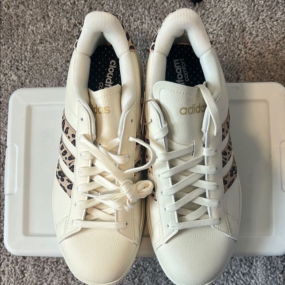 Adidas Cream and Brown Sneakers with Classic Design